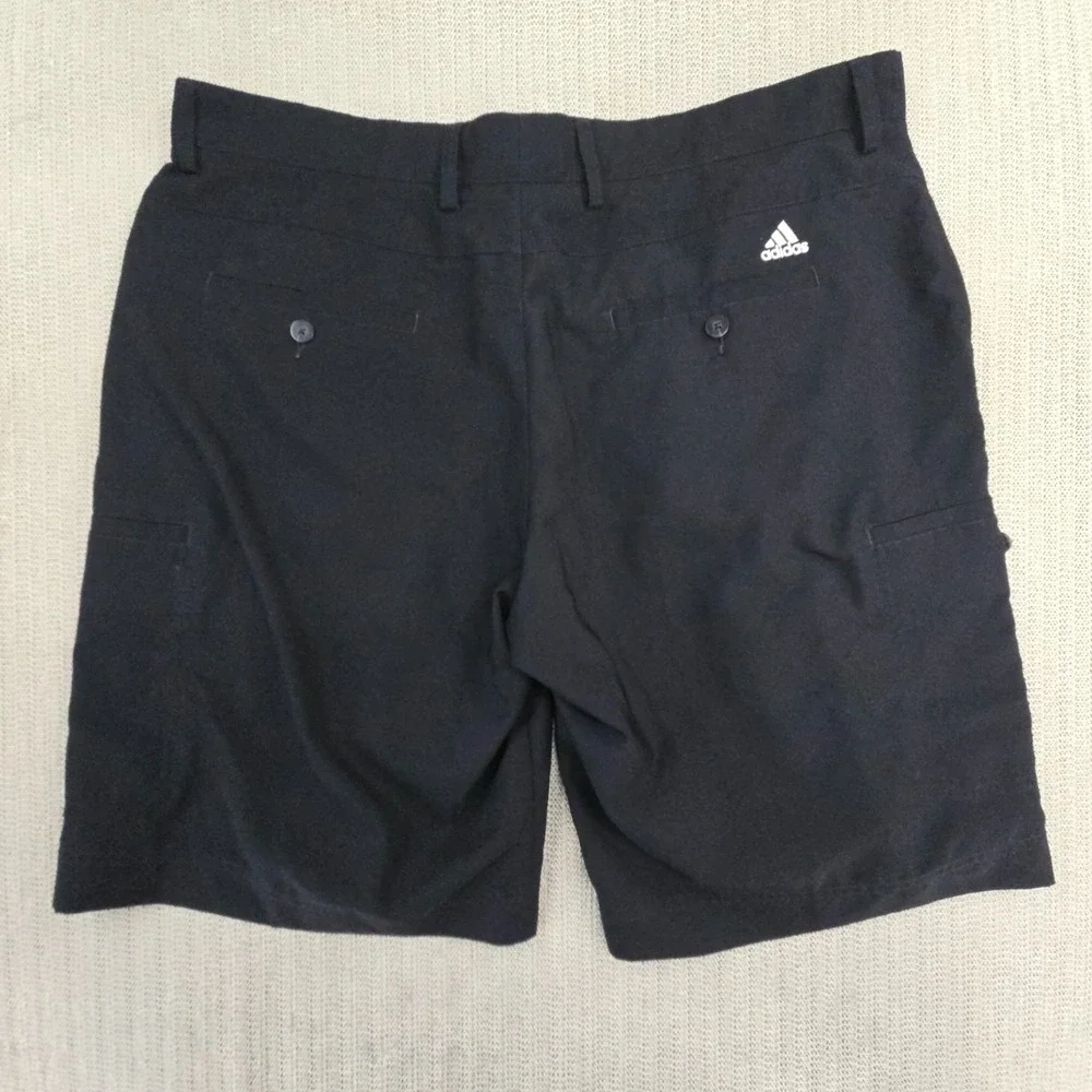 Adidas Golf Shorts Mens 38 Black Stretch‎ Lightweight Cargo Pockets Chino Casual